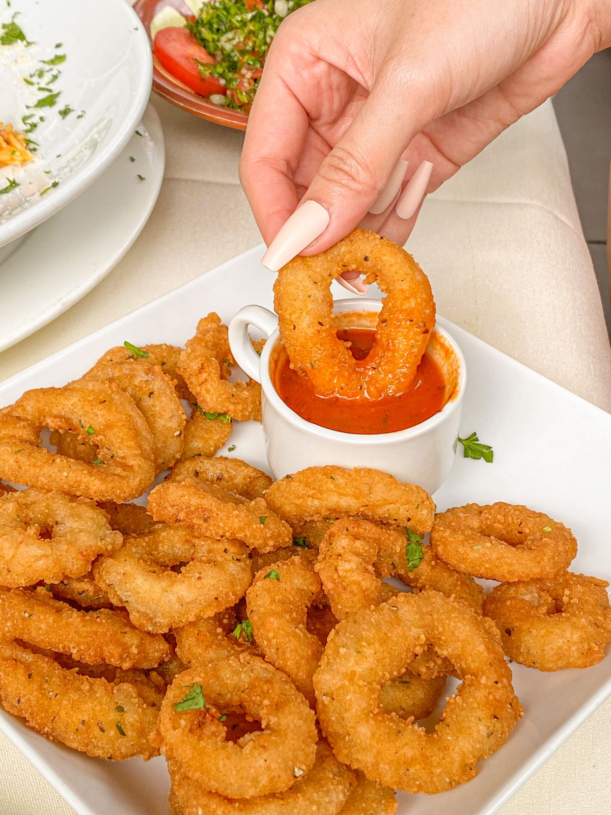 A prepared appetizer plate at Layal Cafe